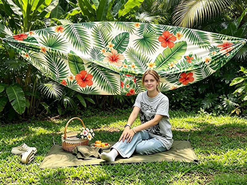 Tropical plant printed hammock